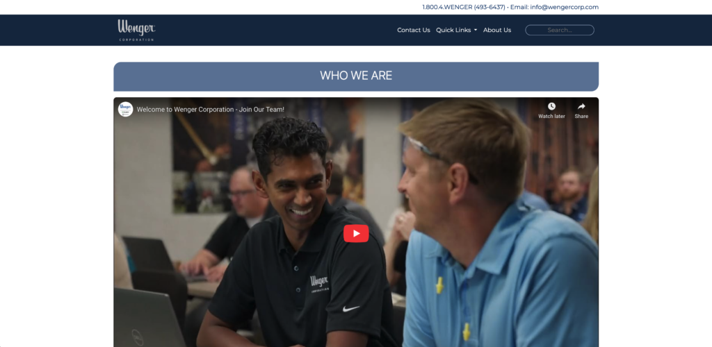 Example photo of client's video on their website